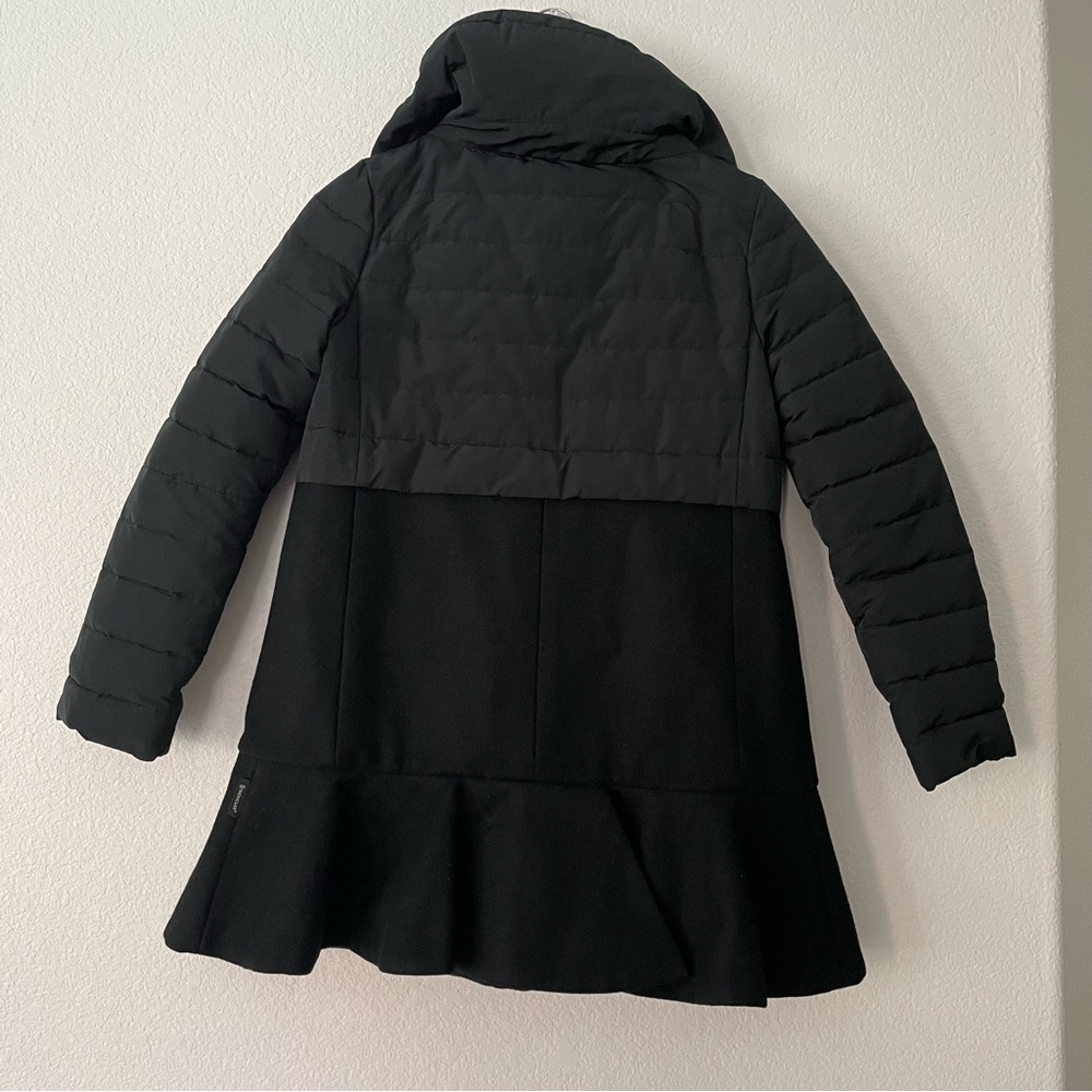 Moncler Rosier Jacket Coat Brushed Wool Down Padded Peplum Hem Black Authentic - Picture 5 of 13